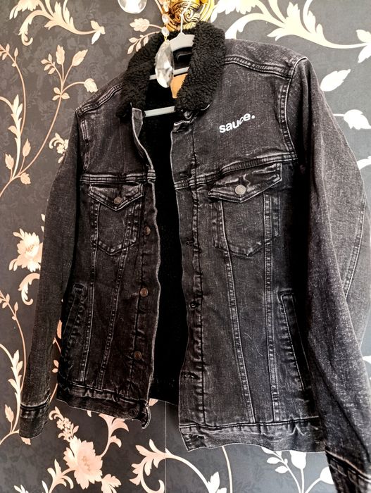 Роскошная фирменная мужская джинсовая дублёнка-куртка