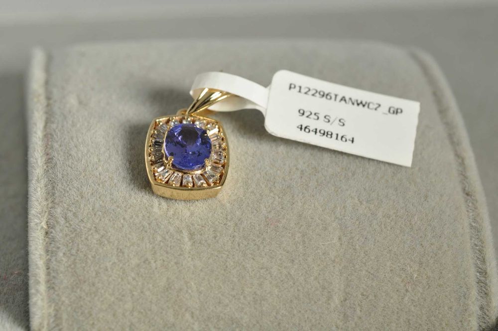Pandantiv de lux Argint placat Aur cu Tanzanit natural 1.70 ct