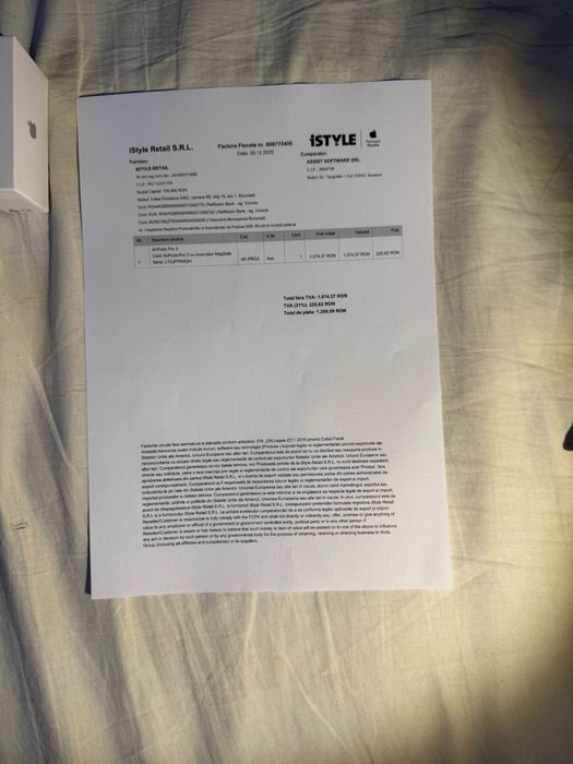 Apple AirPods Pro 3 USB-C/MagSafe-Originale,cu factura,stare excelenta