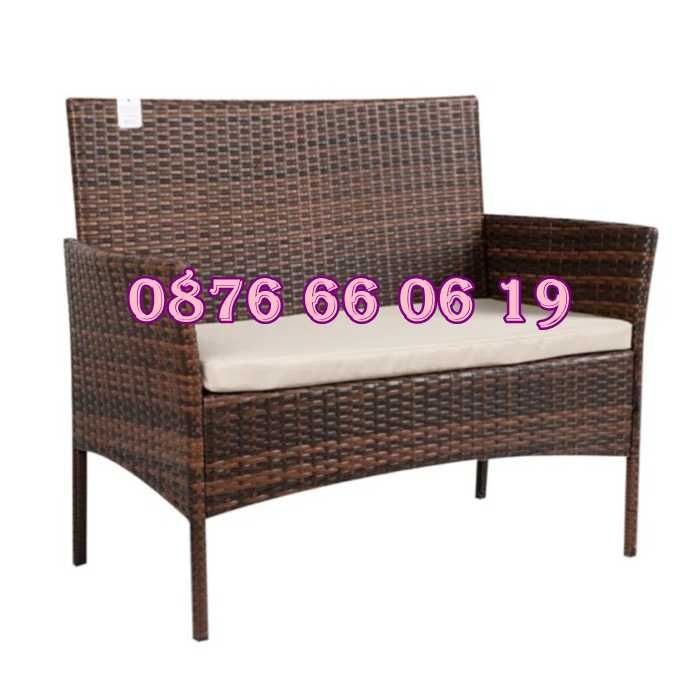 Градински ратанов комплект 4 части /маса, диван и 2 фотьойла/