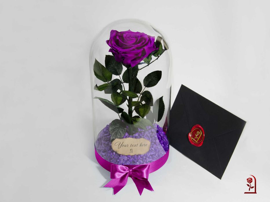Лилава Вечна Роза в Стъкленица / Роза Нестандартен Подарък за Жена