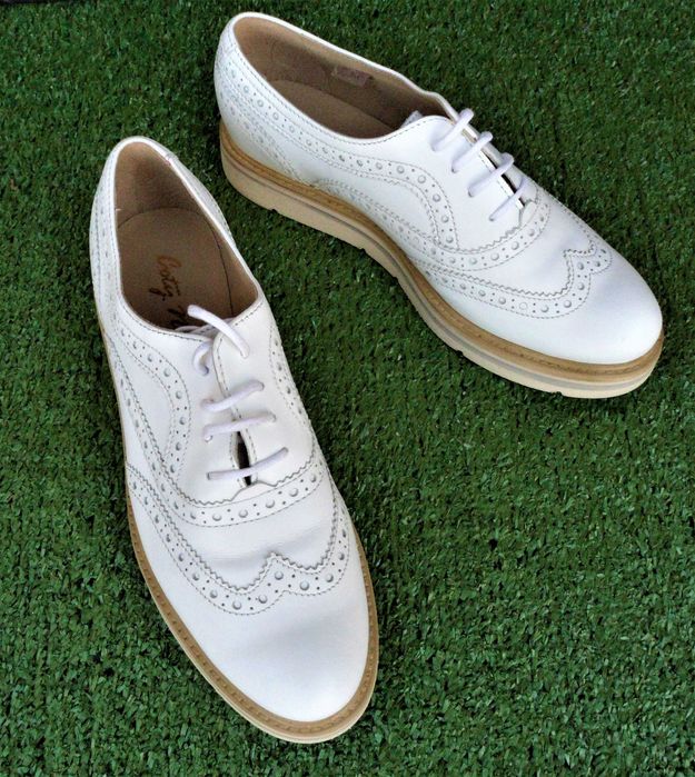 Pantofi dama Coty Noir oxford, din piele naturala, alb 37