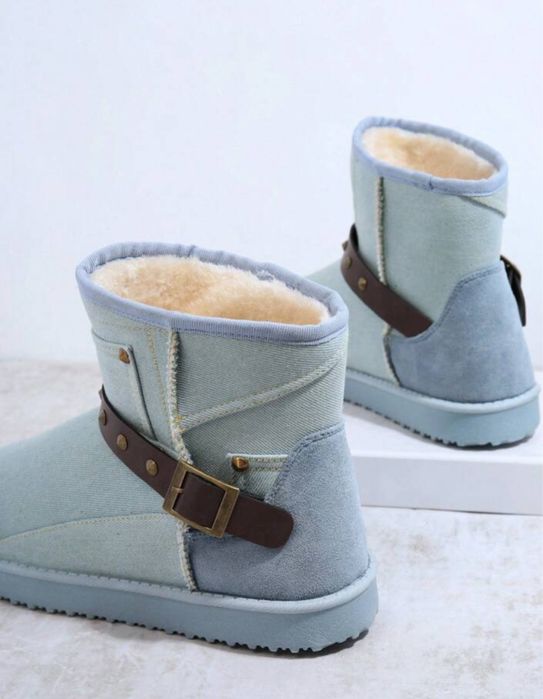 Cizme denim cu catarama