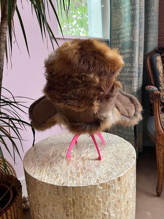 Caciula ruseasca ushanka unisex din blana naturala de vulpe rosie