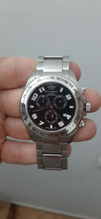 Ceas original philip watch quartz chronograph crystal sapphire de mana