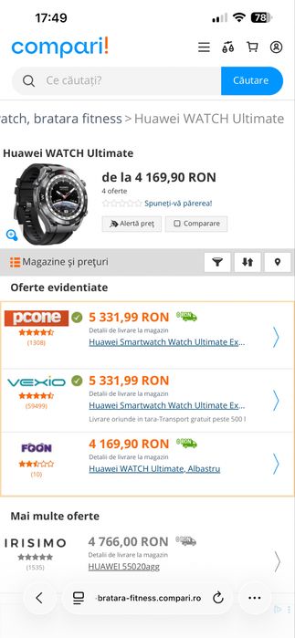 Smartwatch Huawei Watch Ultimate 1 marime 48mm