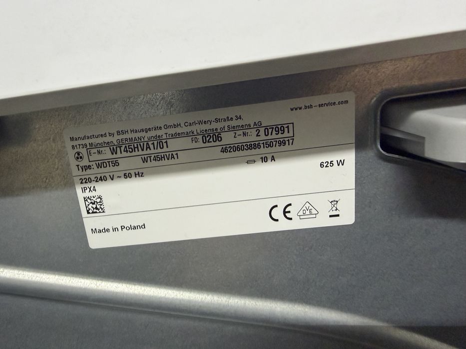 Сушилня 8кг А++  625W Siemens iq300 термопомпа Germany Гаранция