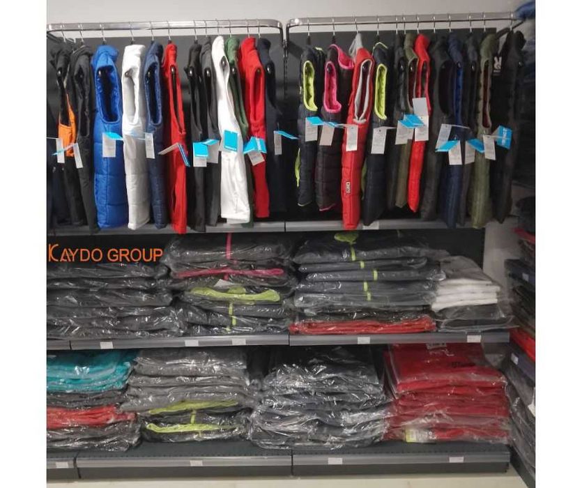 Магазинен стелаж за дрехи, тъмно сив, нов