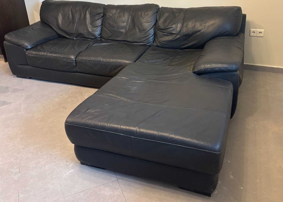 Черен Кожен диван