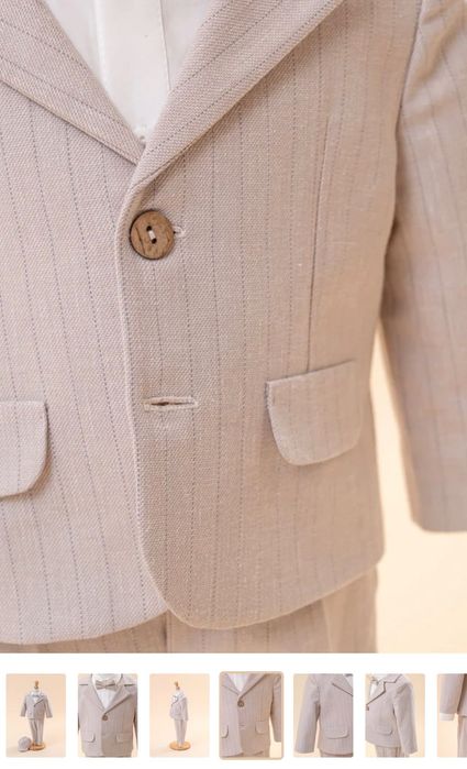 Costum bebe elegant măsura 68 (3-6luni) bej dungi fine