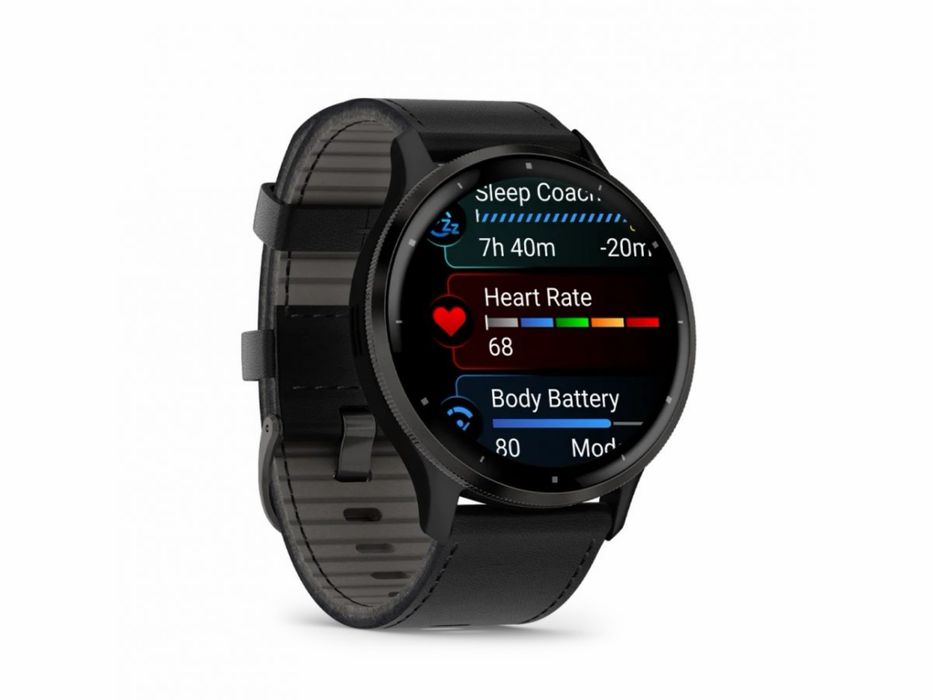 Garmin venu 3 с допълнителна кожена каишка.