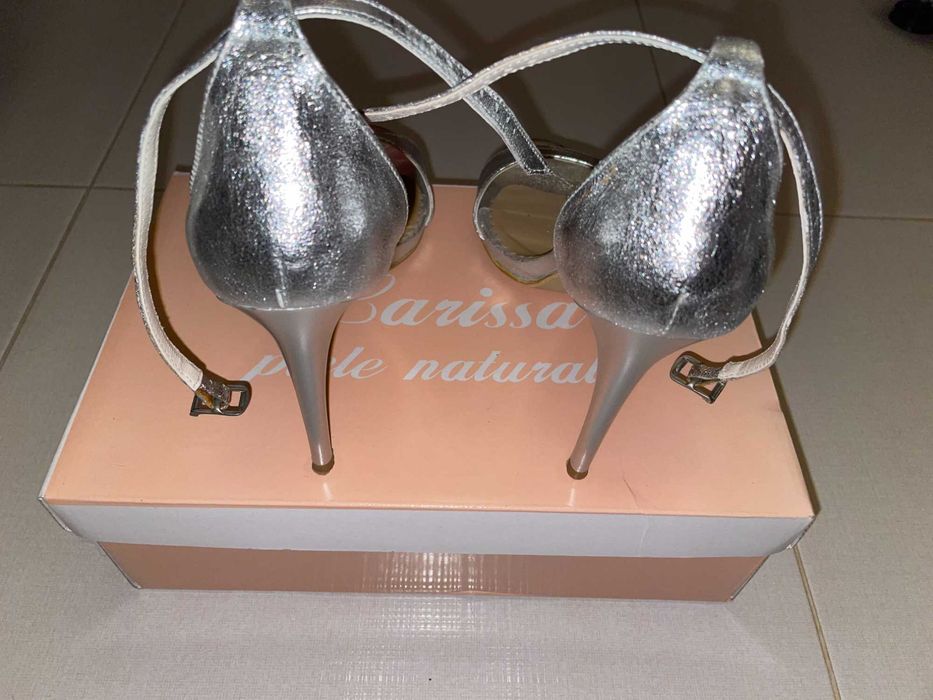 Sandale argintii piele naturala, marimea 38