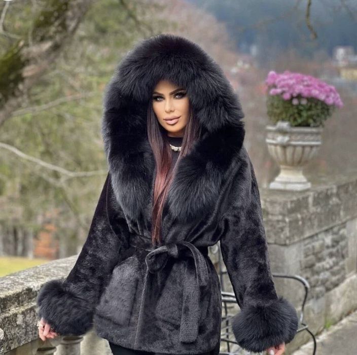 Дамско яке палто от естествен косъм