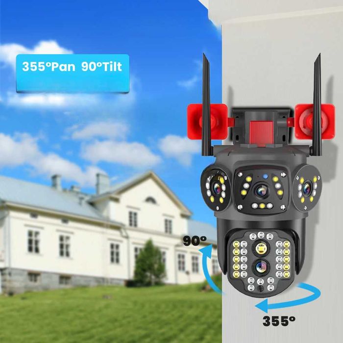 Camera supraveghere 16MP cu patru 4 lentile VIDEO WIFI  VEDERE NOCTURN