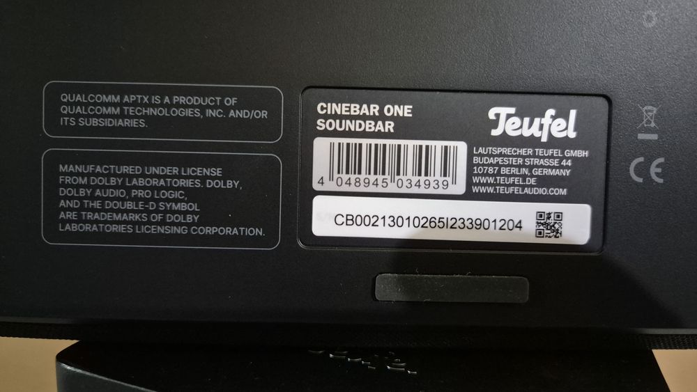 "Teufel" Cinebar one soundbar +T6 Subwoofer MK2 20