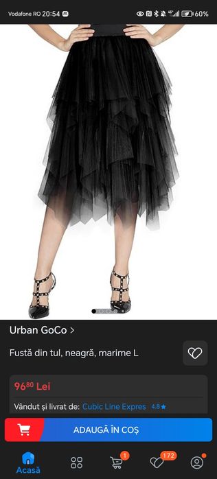 Fustă midi tulle, nouă, Urban GoCo, diferite culori și mărimi