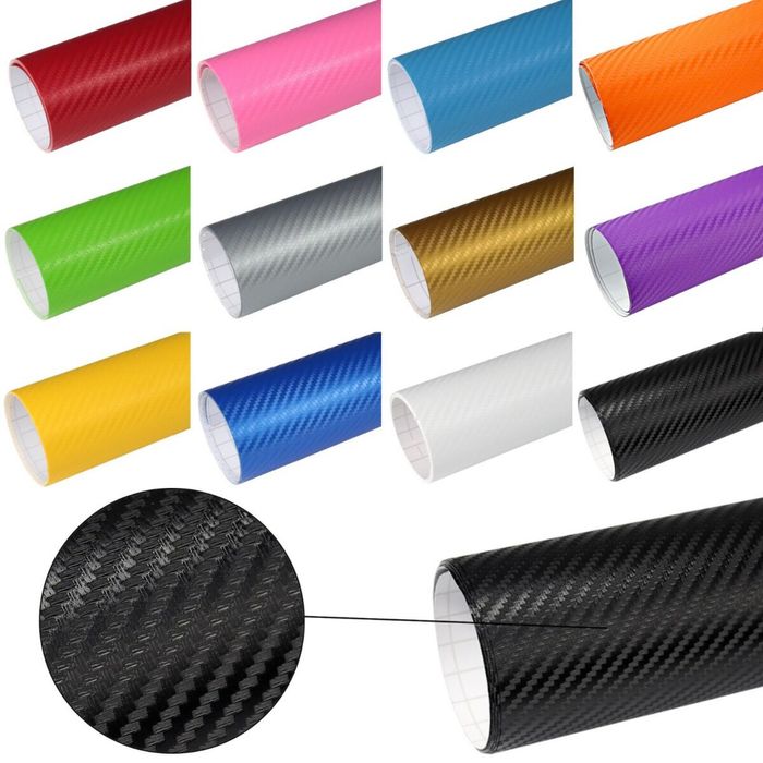 Folie autocolant carbon 5D negru,alb,rosu,argintiu gri 127x100