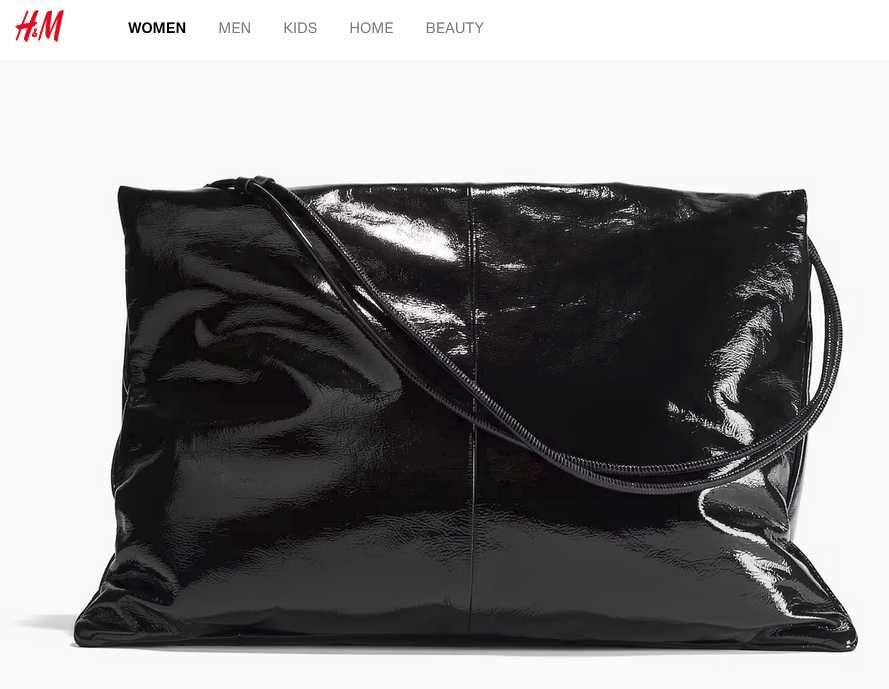 Geanta mare de piele neagră, H&M Studio A/W 2024, nouă