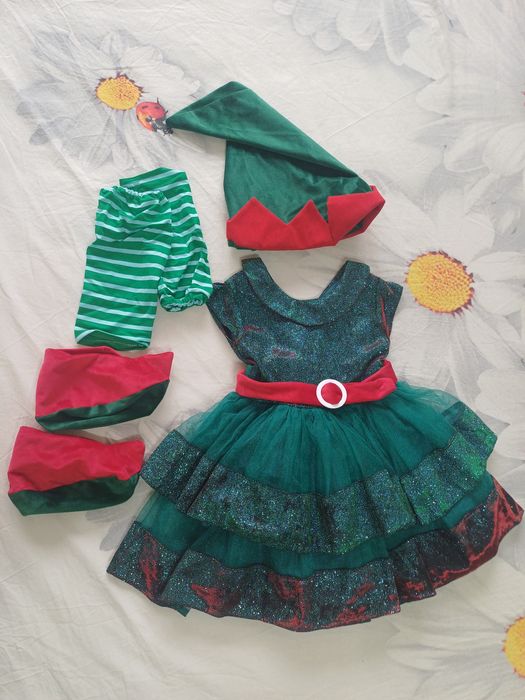 Новогодний костюм Гномик Эльф на девочку