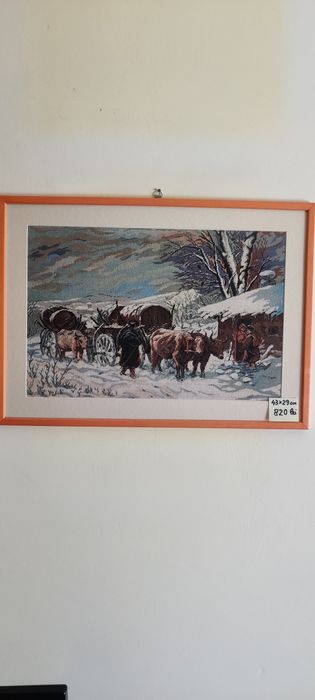 Goblen Car cu boi iarna