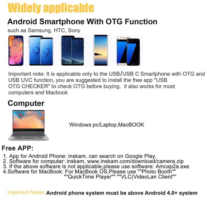 Ендоскоп камера с твърд или мек кабел IP67, LED осветление 3в1 1 -3.5м