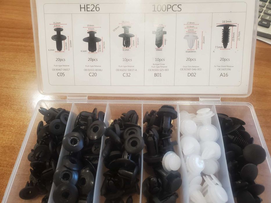 6 вида Копчета и щипки за брони,кори,подкалници 100бр.