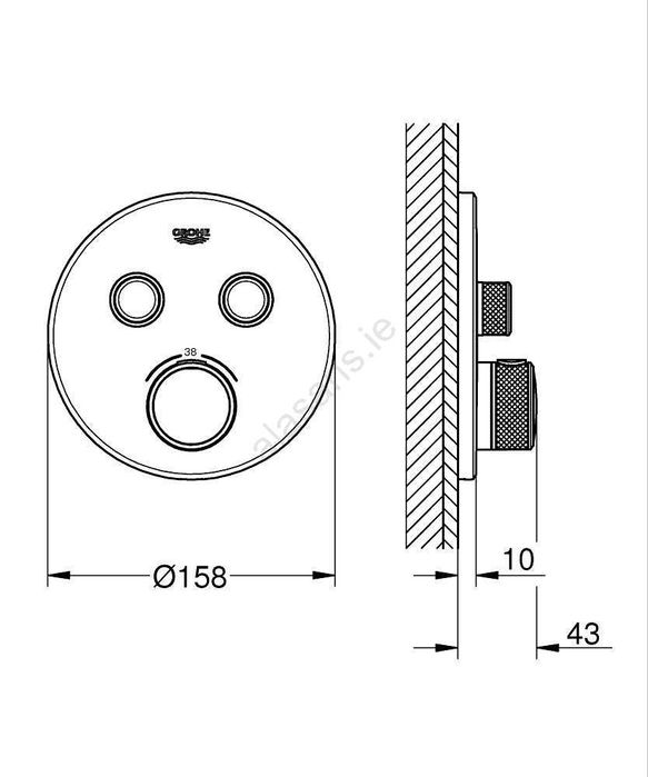 GROHE Grohtherm SmartControl – Baterie termostatată încastrată cu 2 valve, brushed cool sunrise
