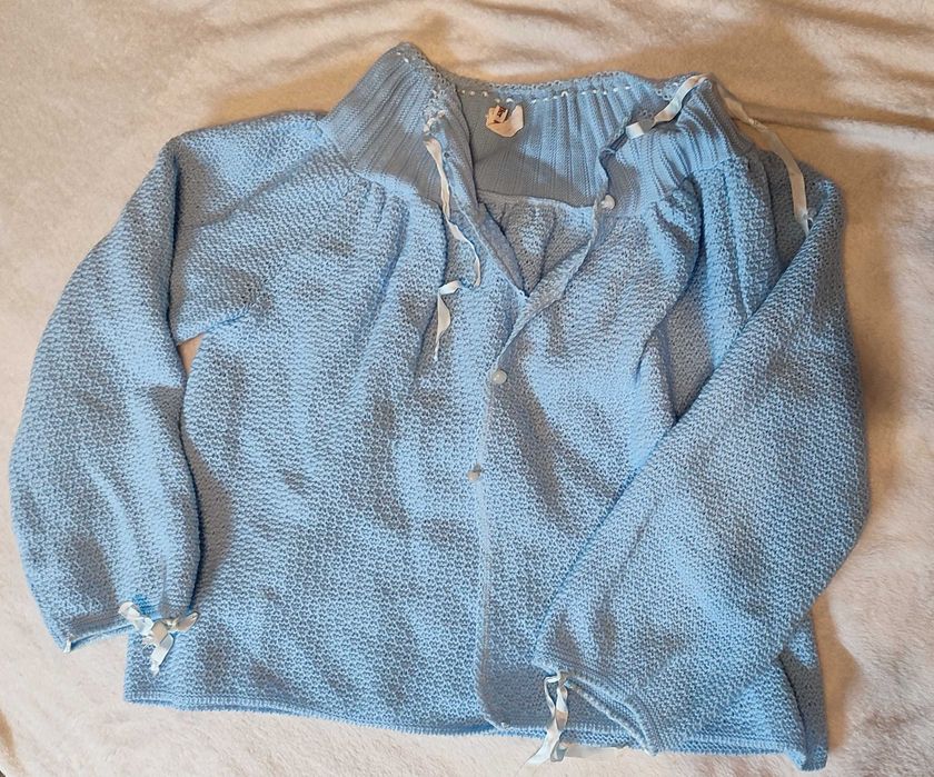 Луксозна италианска блуза в небесно синьо – плътна плетка