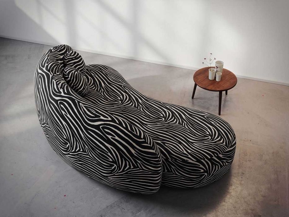 Canapea 3 locuri Lunis Zebra, Animal Print, Negru / Alb - Transport Gratuit