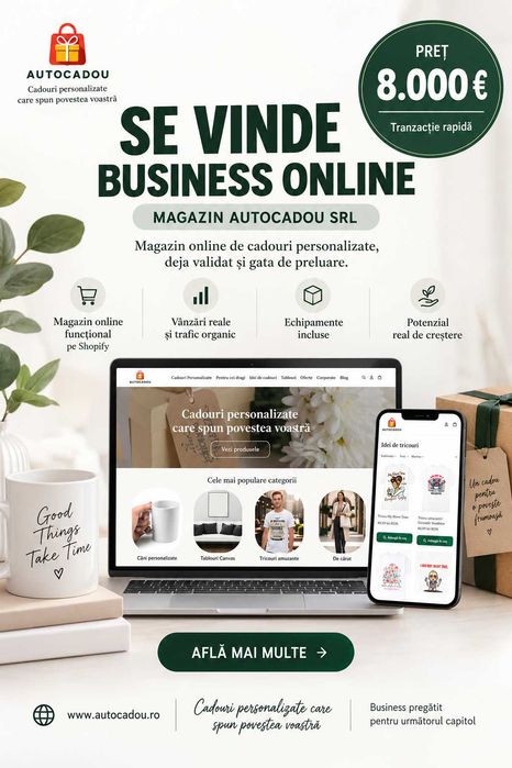 Afacere la cheie de vanzare - magazin online produse personalizate Autocadou