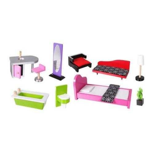 Дървена къща за кукли с обзавеждане и асансьор