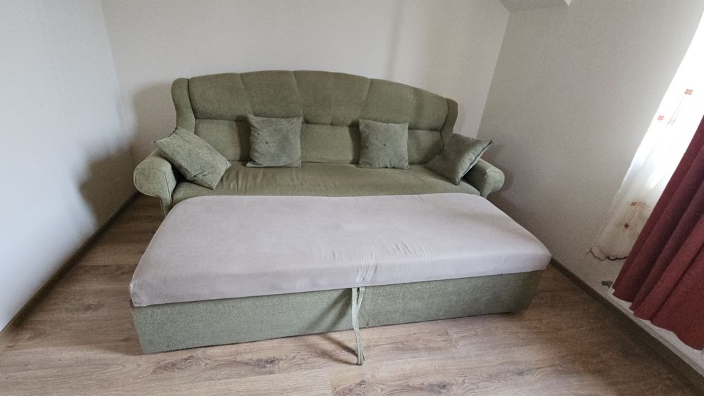 Canapea extensibila verde 220 × 90 cm