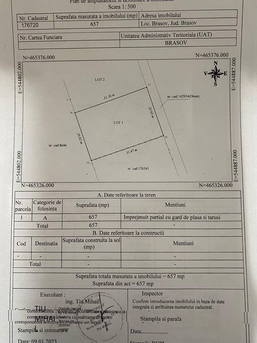 Teren intravilan 657 mp in Brașov, str Aron Pumnu