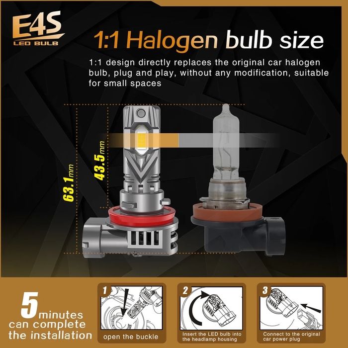 2 БРОЯ LED Диодни крушки H11 200W 9-32V +300%