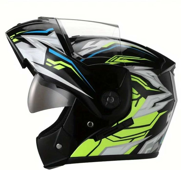 CASCA MOTO Flip up, cu viziera clara+ochelari fumurii integrati, marimea M