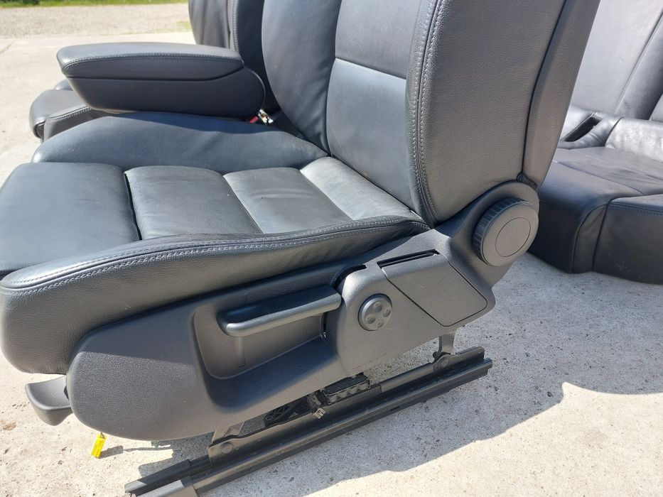 Set interior S-line Sline Audi A6 C6 4F piele neagra model 2004-2011 scaune fata + banchete rabatabile + cotiera