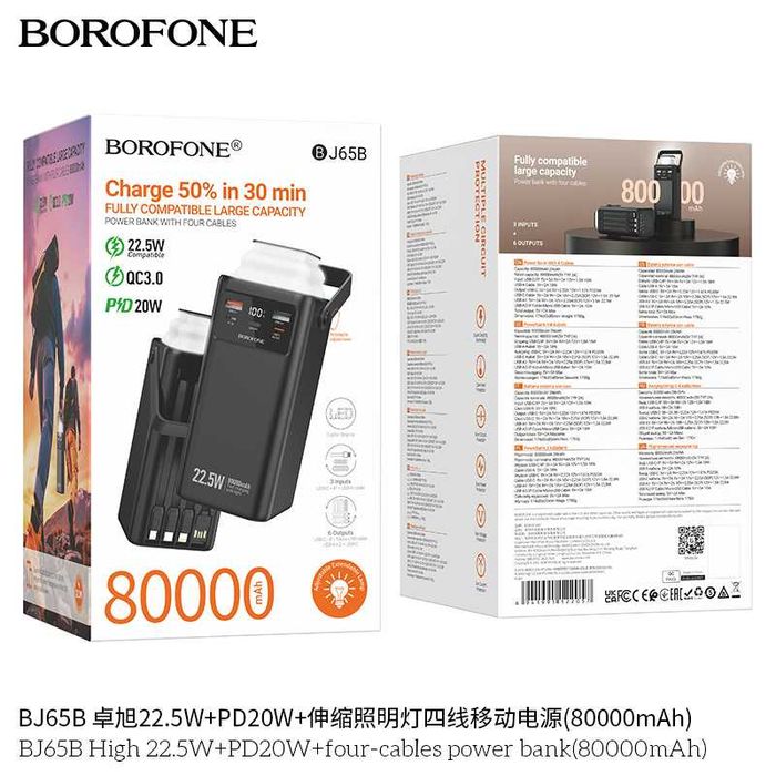 Borofone BJ65B Power Bank 80000mAh Micro-USB 18W PD20W +22.5W QC3.0