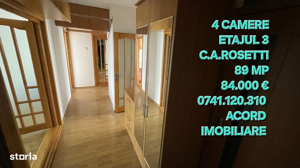 4 camere , etaj 3 ,C.A.Rosetti