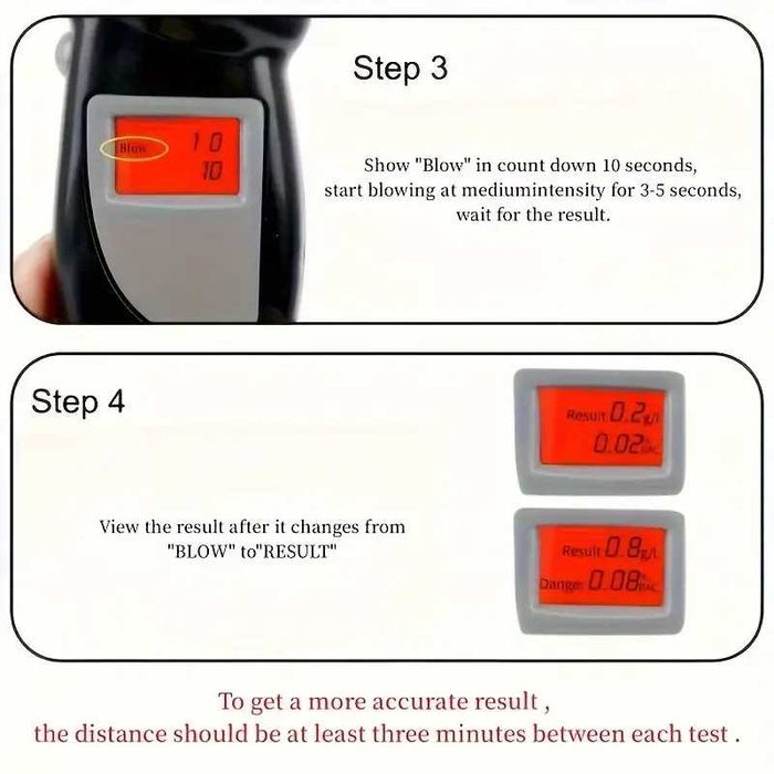 Alcohol alcool tester etilotest digital cu 5 functii alcolemie, ceas, alarma, termometru, cronometru Pret 30 lei.
