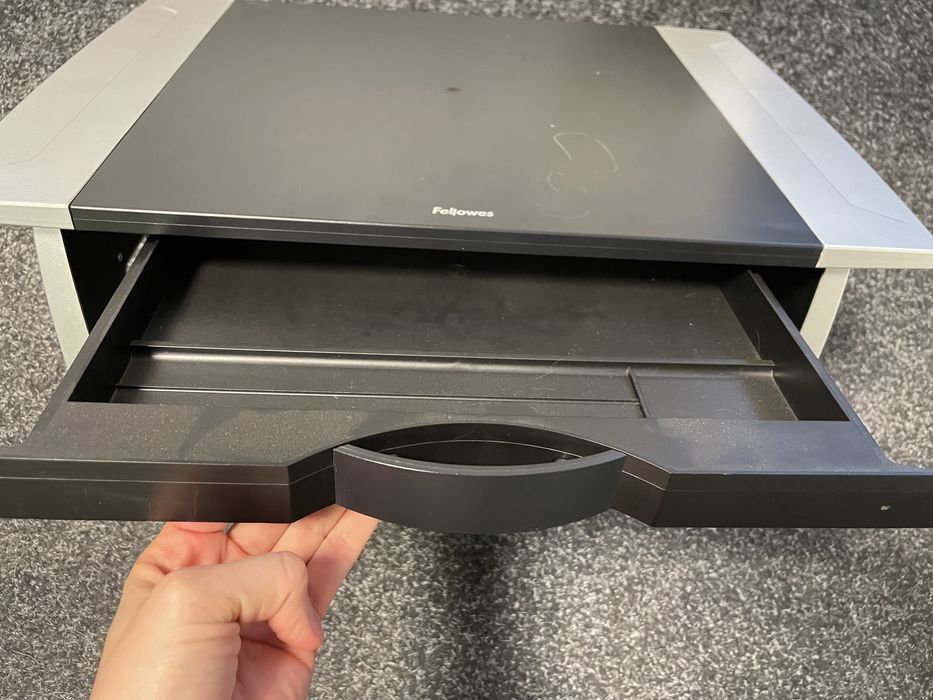 Masa laptop, neagra, cu sertar, 50 x 35 x 11 cm / sau suport picioare