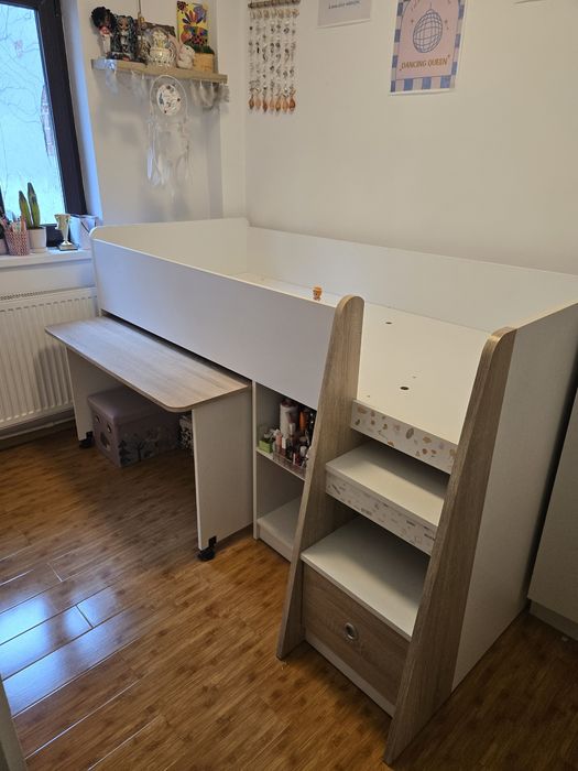 Ansamblu Pat Copil cu birou si spatii de depozitare
