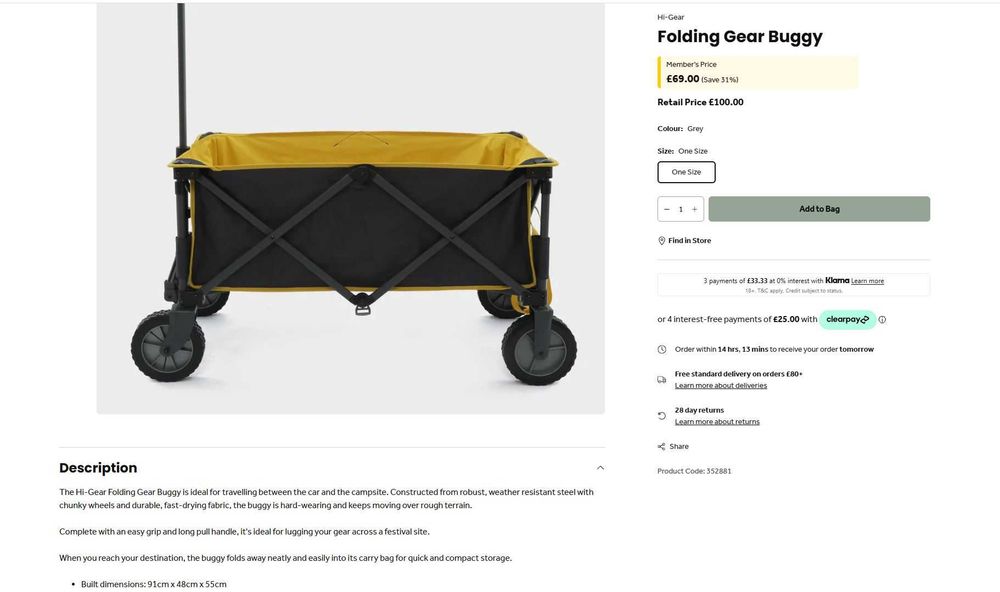 Pat sezlong pliant dublu camping Outdoor Revolution, Carucior bagaje