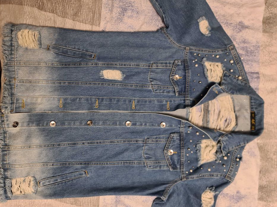 Дънково яке с перли