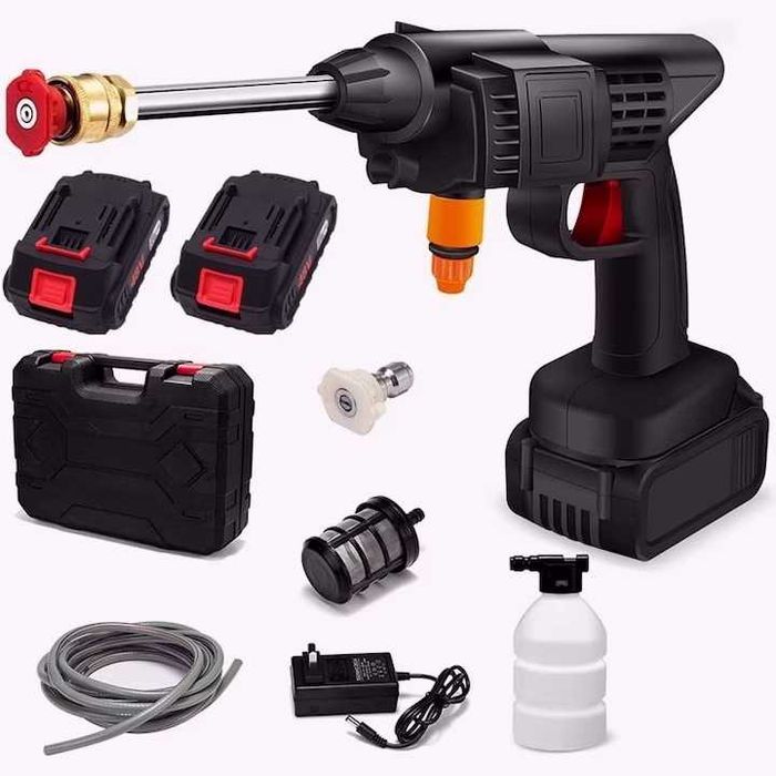 Топ цена! Нова безжична водоструйка с 2 батерии, 300W, Куфар, Маркуч