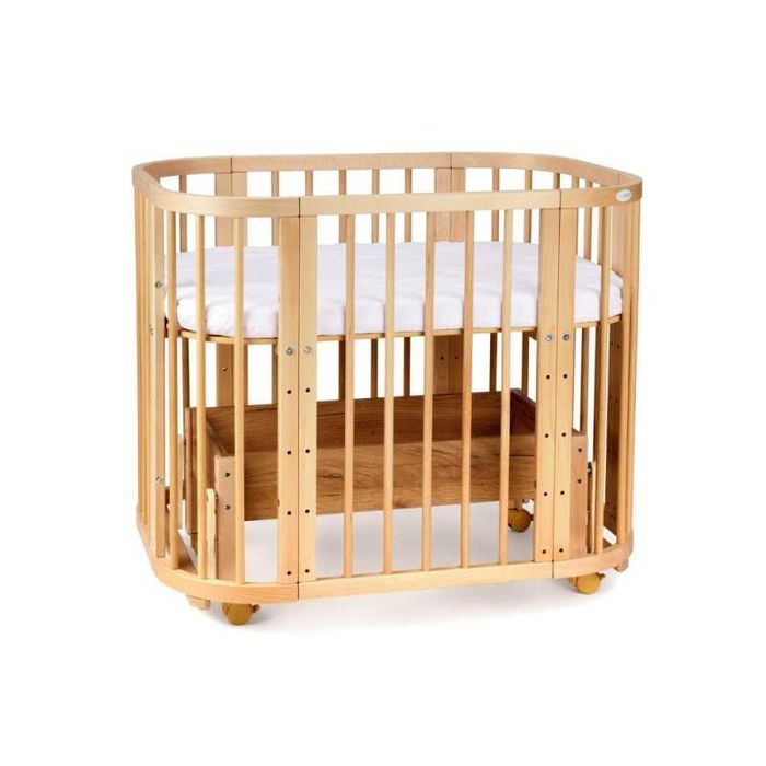 Кошара за Бебе, Детско Легло Смарт 5в1 и Матрак - Цвят Натурален