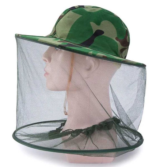 Palarie de pescar, apicultor cu plasa anti tantari, insecte, verde camuflaj cu acoperire faciala, protecție solara la pescuit, apicultura. Pret 20lei