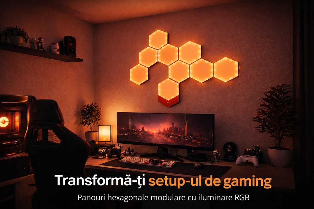 Panouri LED Hexagonale RGB Gaming