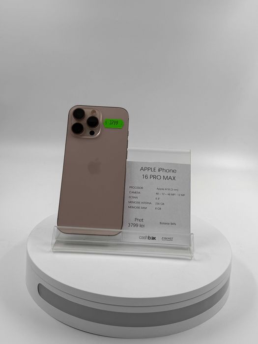 Apple iPhone 16 Pro Max 256 GB 94% Garantie 24 luni CashBox