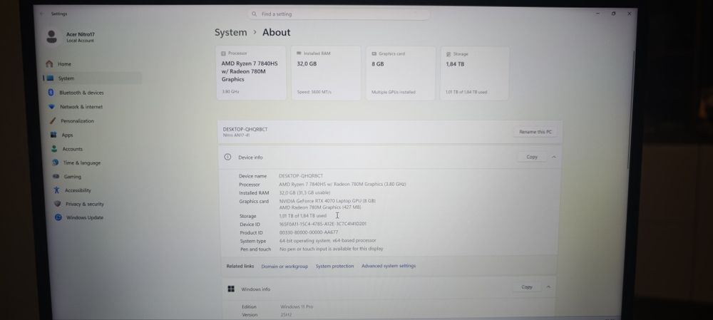 Лаптоп Acer Nitro 17