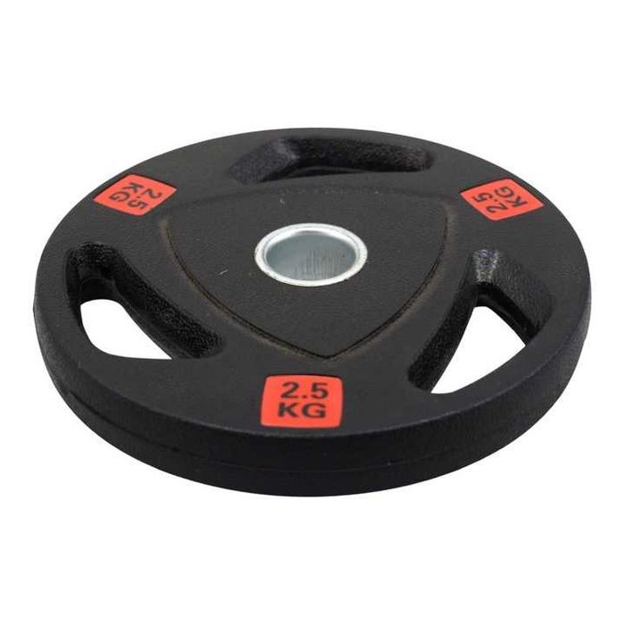 2.5 KG Диск за щанга или лост, Ф25-28 мм, Гумиран, С пръстен и дръжки